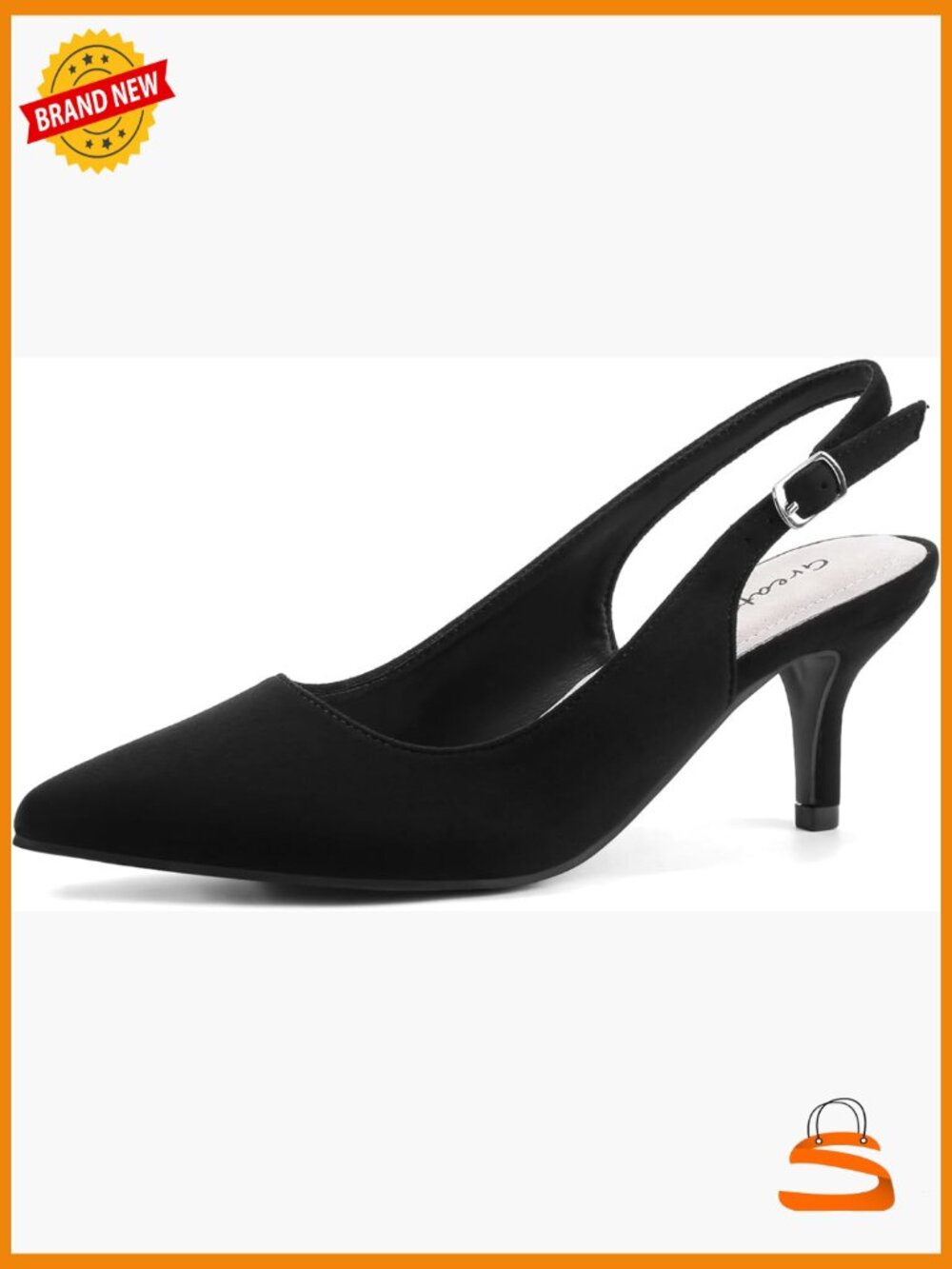 Kitten Heels Pointed Toe Slingback Dress Pumps with Cushioned Insole